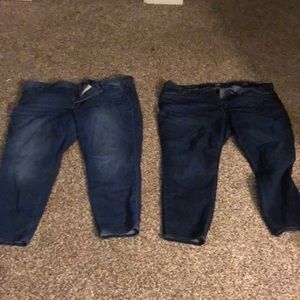 Two pairs! size 24 crop jeans